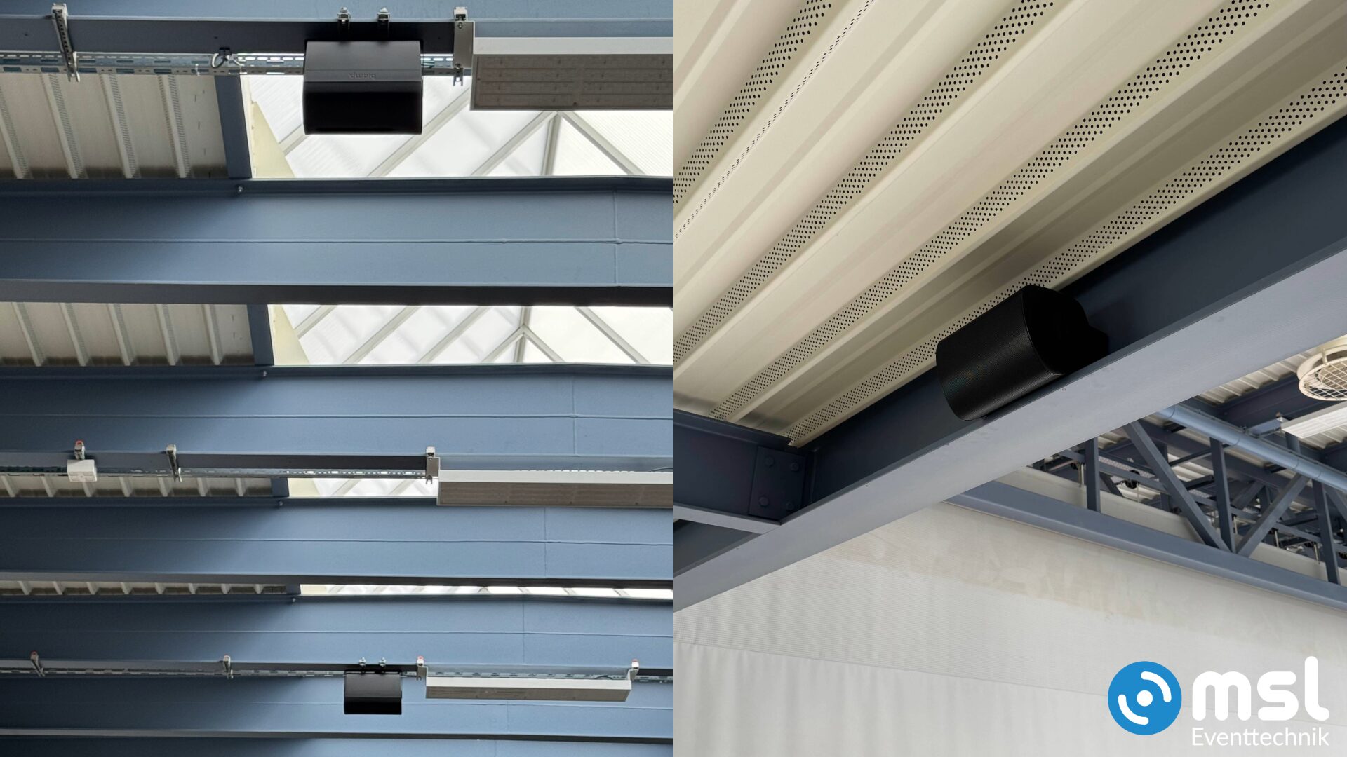 Lautsprecher in Dreifach-Turnhalle, AV-Installation von MSL Eventtechnik in Gränichen